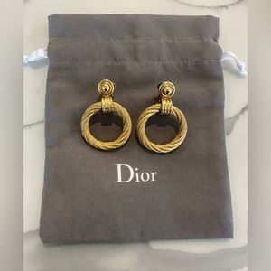 Vintage Christian Dior rope hoop clip on earrings.